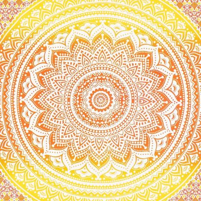 Überdecke aus Baumwolle Mandala – rot-gelb 1 India