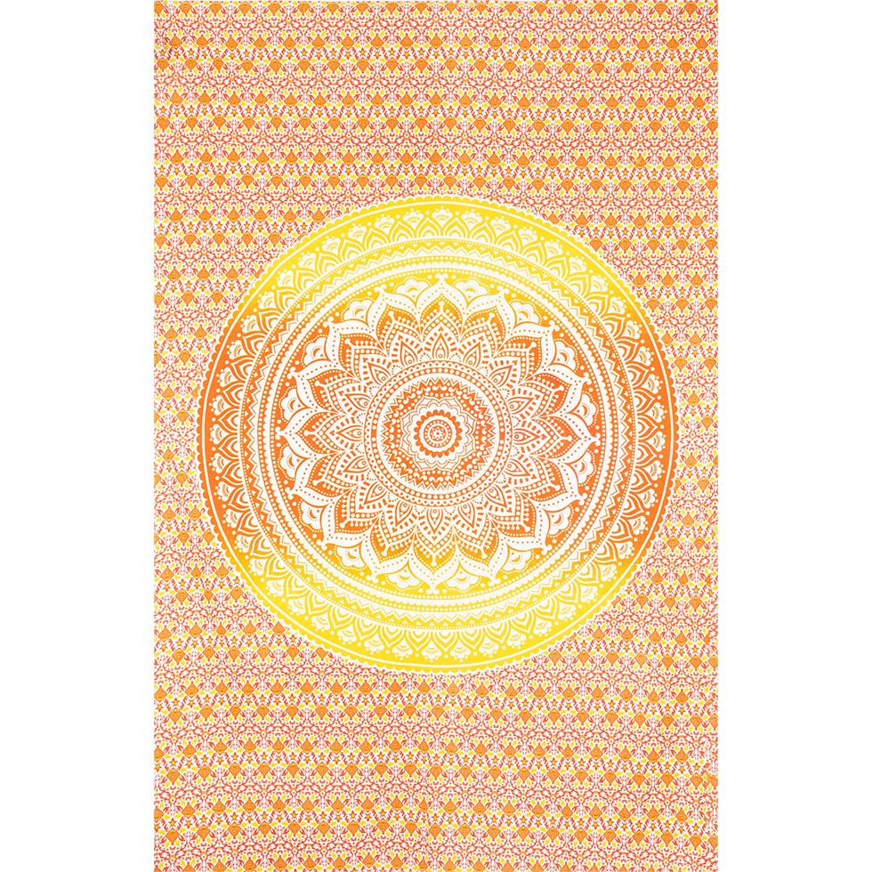 Überdecke aus Baumwolle Mandala – rot-gelb 1 India