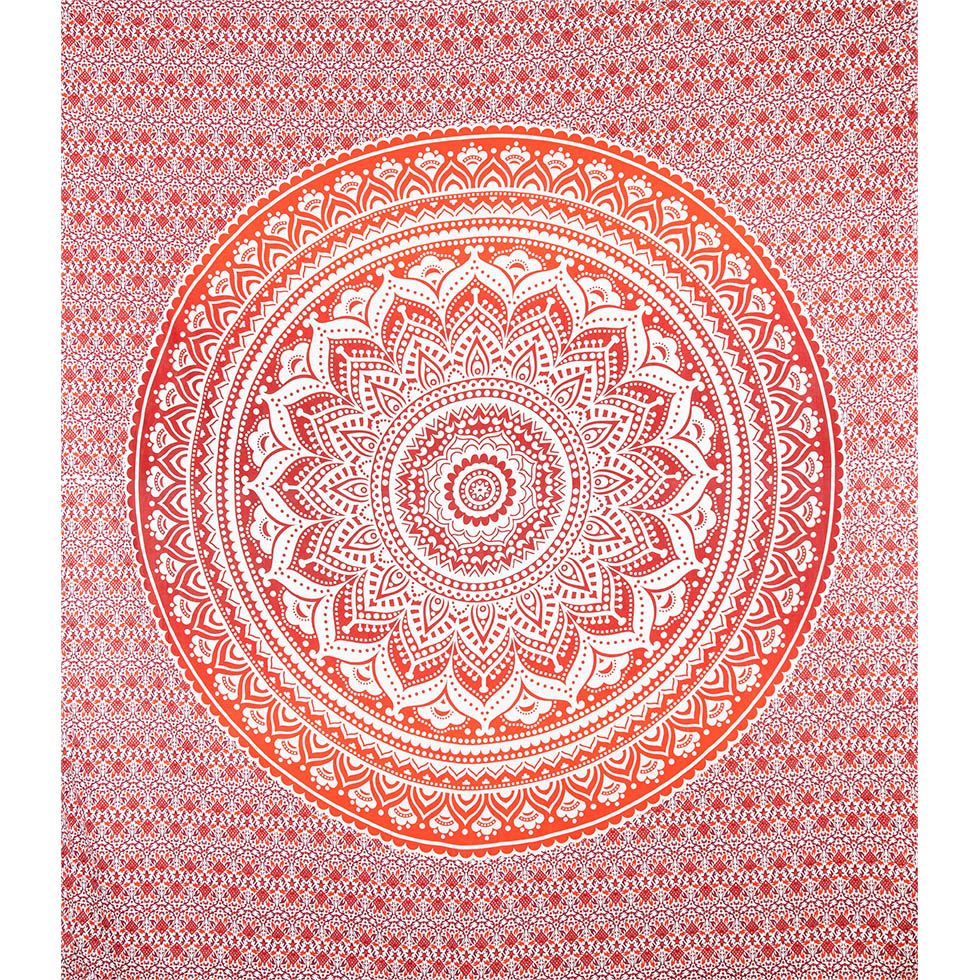 Überdecke aus Baumwolle Mandala – rot India