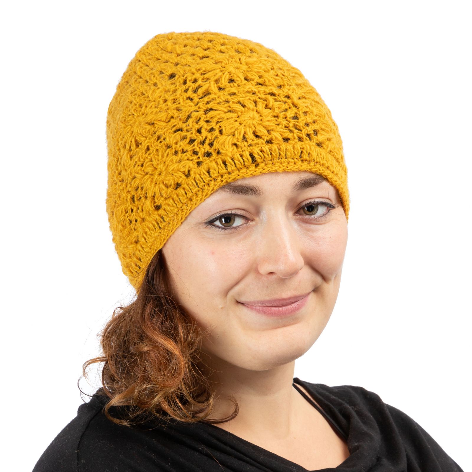Gehäkelte Woll-Mütze Bardia Yellow Nepal