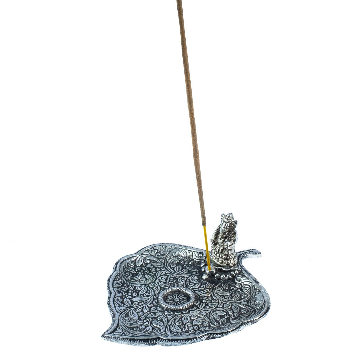 Metall Weihrauchhalter Blatt mit Ganesh India