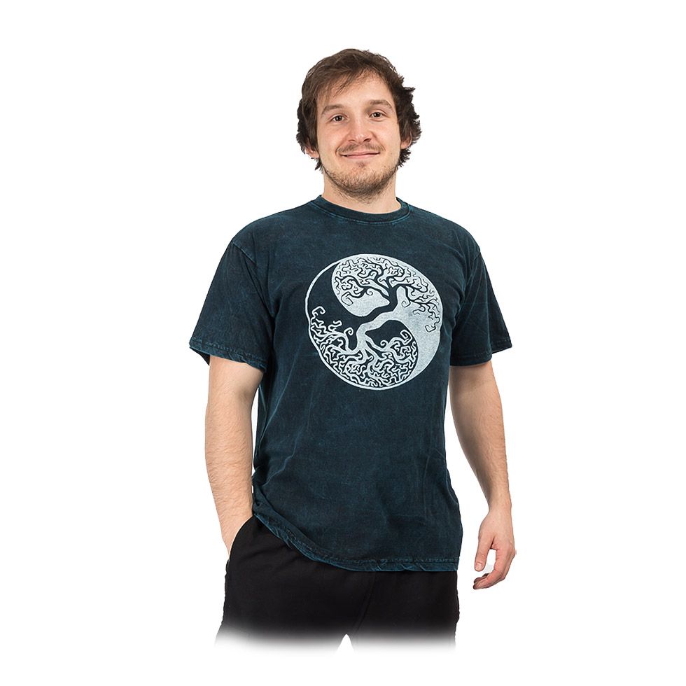 Herren T-shirt Yin&Yang Tree Blue Nepal