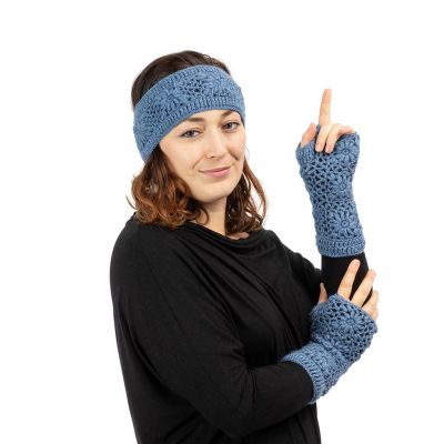 Wollene fingerlose Handschuher Bardia Blue Nepal