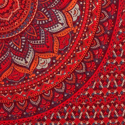 Überdecke aus Baumwolle Lotus-Mandala – rot-lila India