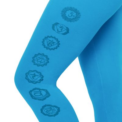 Bedruckte Baumwoll-Leggings Chakras Blue Nepal