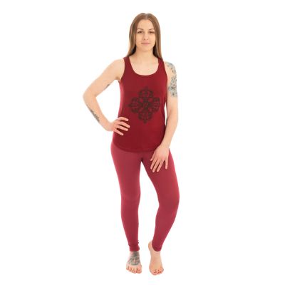 Baumwoll-Yoga-Outfit Doppeldorje und Chakren – rot - - Leggings S/M Nepal