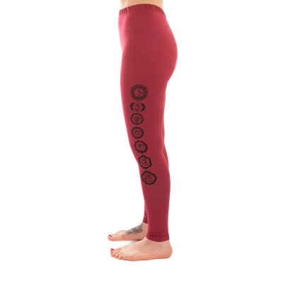 Baumwoll-Yoga-Outfit Doppeldorje und Chakren – rot - - Set Top + Leggings L/XL Nepal
