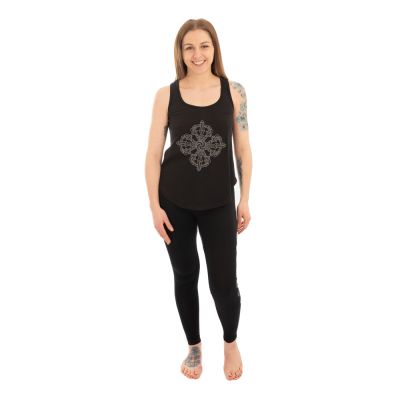 Baumwoll-Yoga-Outfit Doppeldorje und Chakren – schwarz - - Set Top + Leggings L/XL Nepal