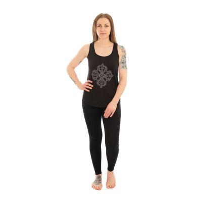 Baumwoll-Yoga-Outfit Doppeldorje und Chakren – schwarz - - Leggings L/XL Nepal