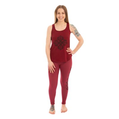 Baumwoll-Yoga-Outfit Doppeldorje und Chakren – rot - - Set Top + Leggings L/XL Nepal