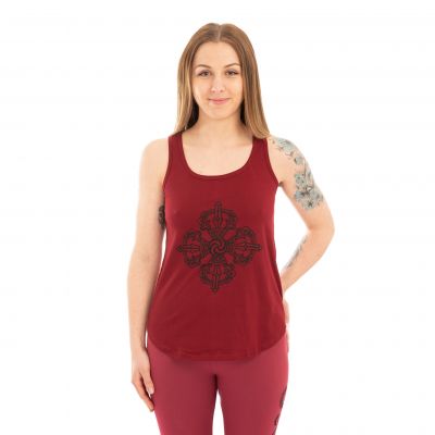 Baumwoll-Yoga-Outfit Doppeldorje und Chakren – rot - - Top L/XL Nepal