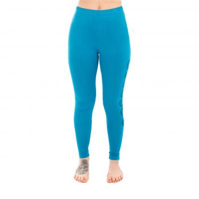 Baumwoll-Yoga-Outfit Doppeldorje und Chakren – blau - - Leggings L/XL Nepal