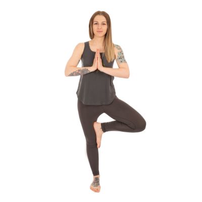 Baumwoll-Yoga-Outfit Lebensbaum und Chakren – grau - - Leggings S/M Nepal