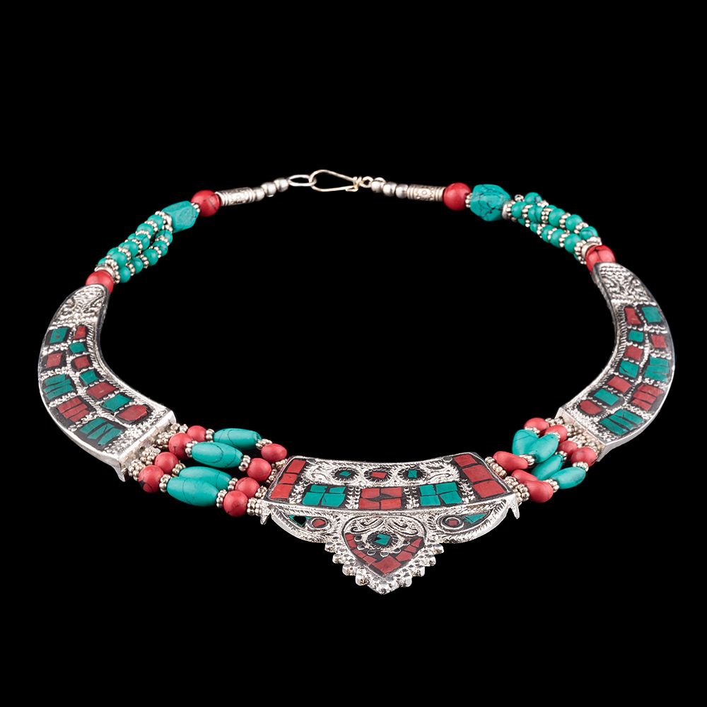 Perlenkette Amunet Green-Red India