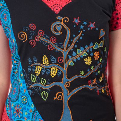 Damen Ethno T-Shirt mit kurzen Ärmeln Baum des Lebens Nepal