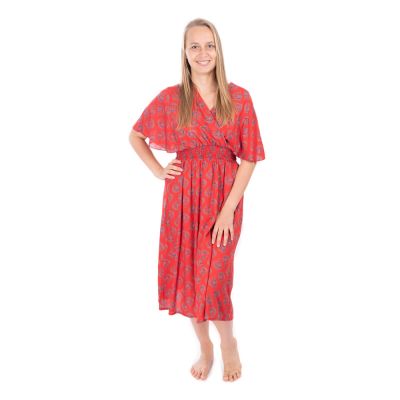 Ethno Kleid mit Kimono-Ärmeln Doralia rot | S/M, L/XL