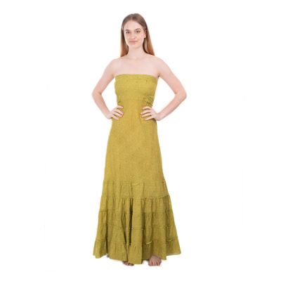 Indisches trägerloses Kleid Allegria grün-gelbes | UNI