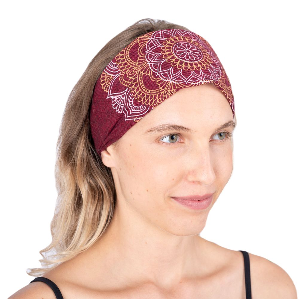 Stirnband mit Mandala-Druck Ismerie Burgundy Nepal