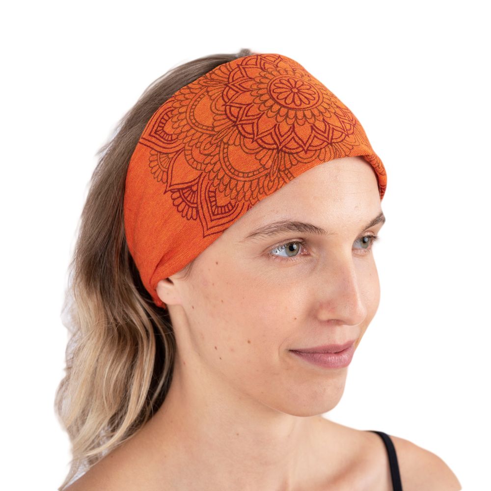Stirnband mit Mandala-Druck Ismerie Orange Nepal