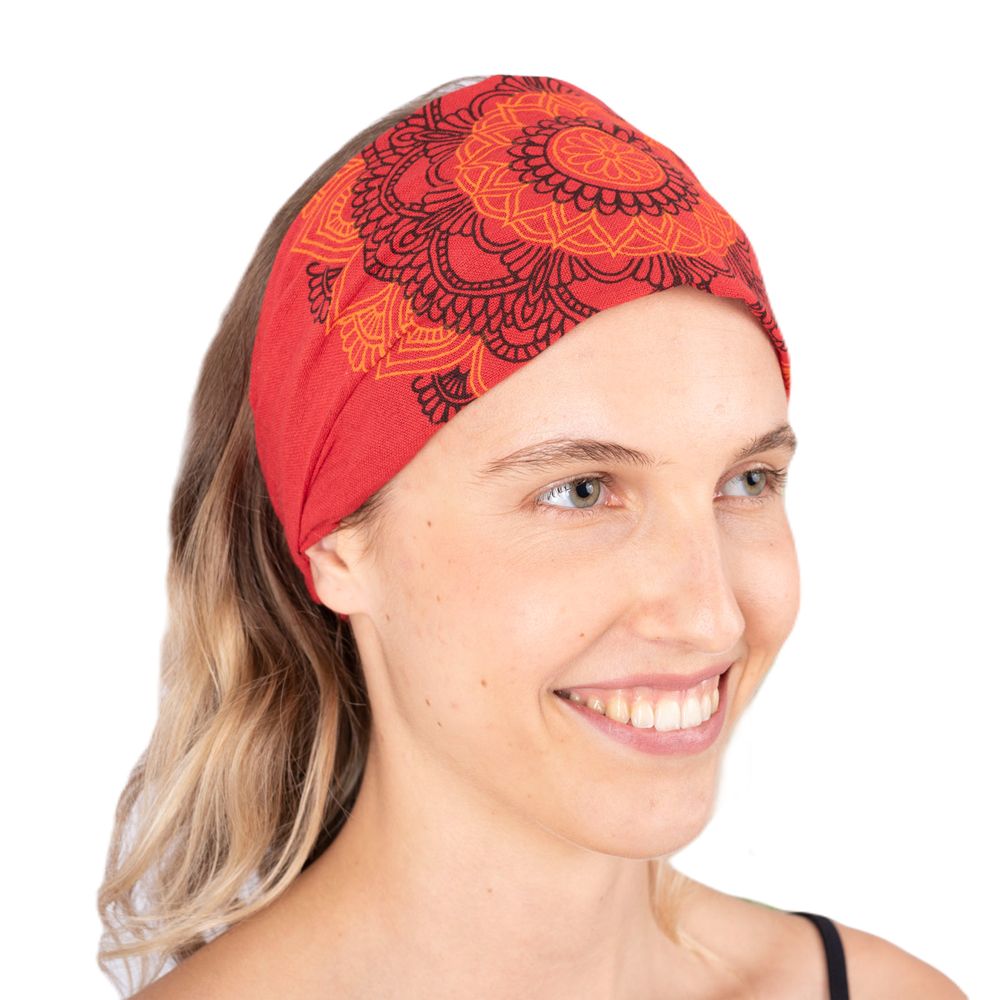 Stirnband mit Mandala-Druck Ismerie Red Nepal
