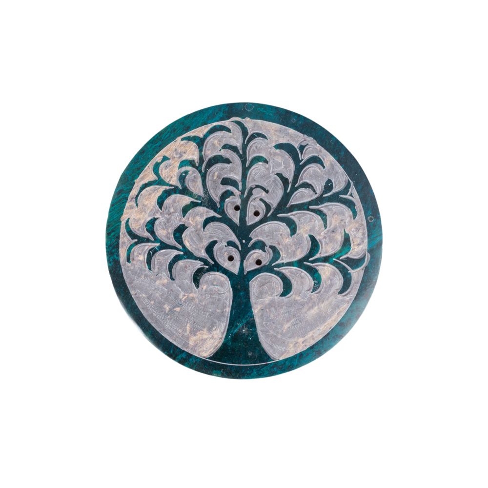Marmor-Räucherstäbchenhalter Baum des Lebens – blau India