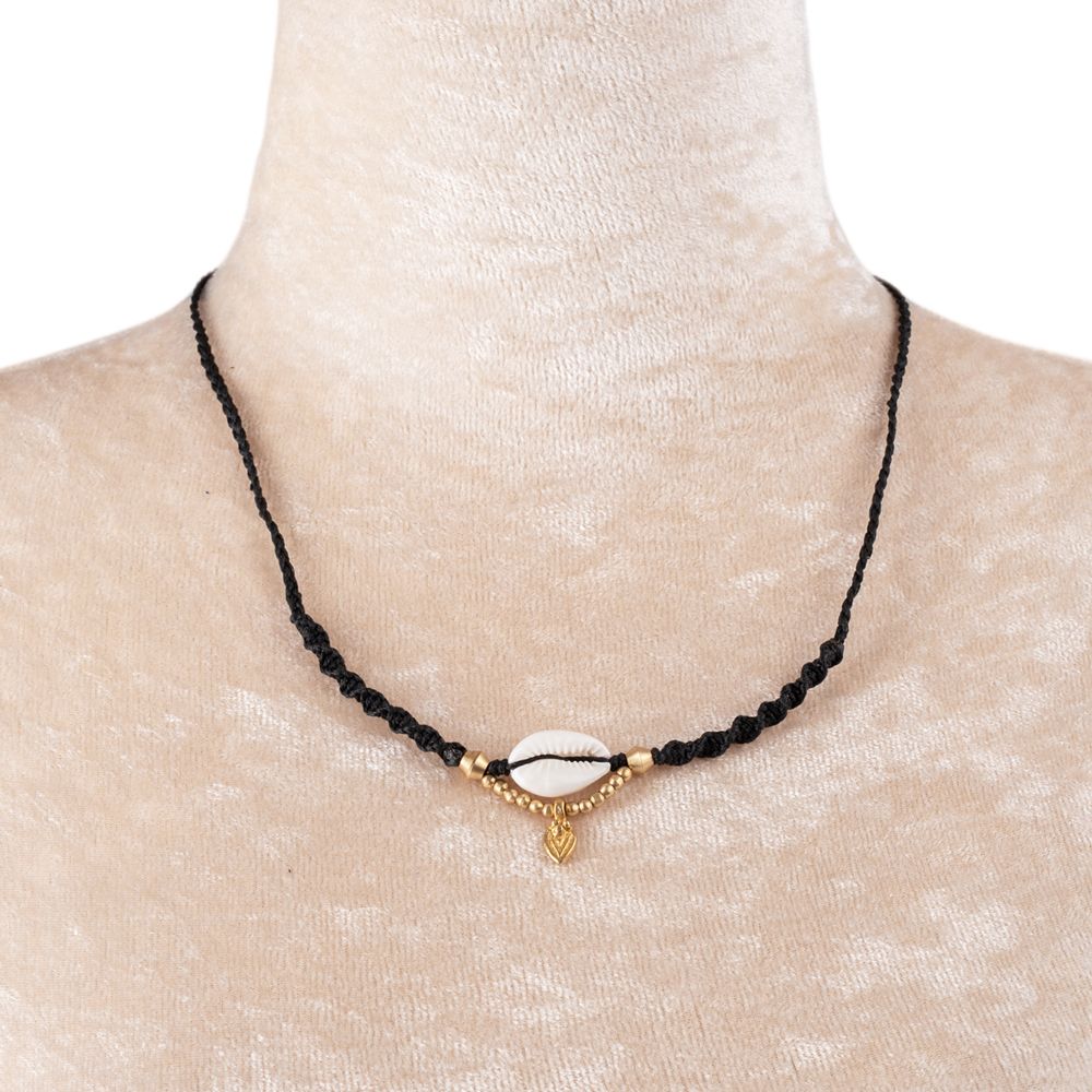 Makramee-Halskette mit einer Kauri-Muschel - Kaleo Black Thailand