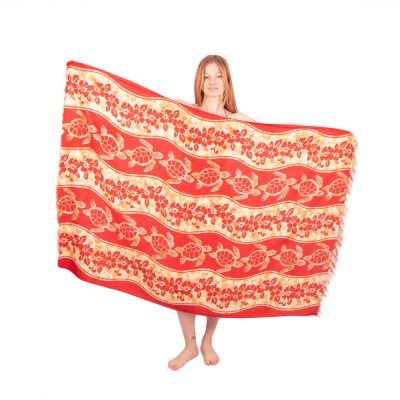 Sarong / Pareo / Strandschal Turtles in stream Red