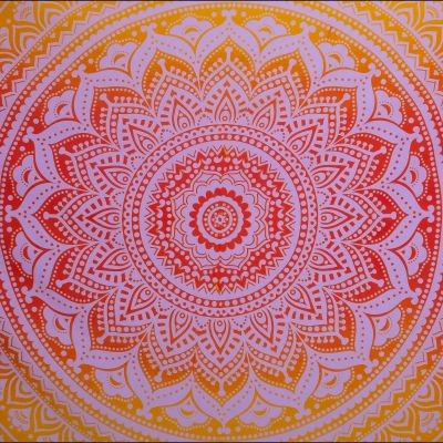 Überdecke aus Baumwolle Mandala – rot-gelb 2 India