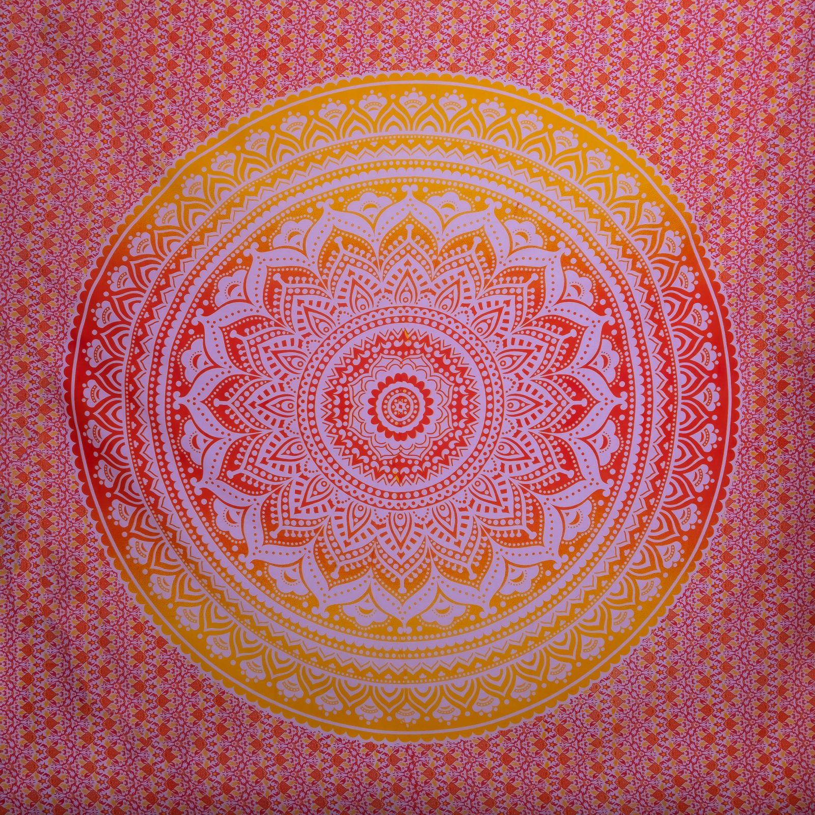 Überdecke aus Baumwolle Mandala – rot-gelb 2 India