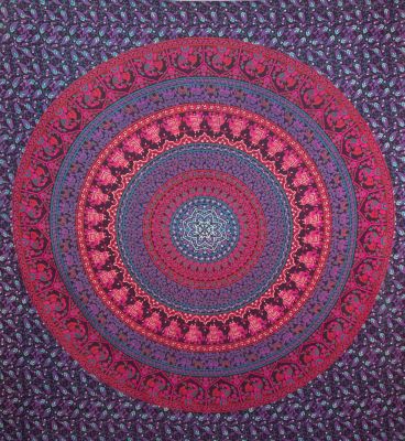 Überdecke aus Baumwolle Elefanten-Mandala – lila
