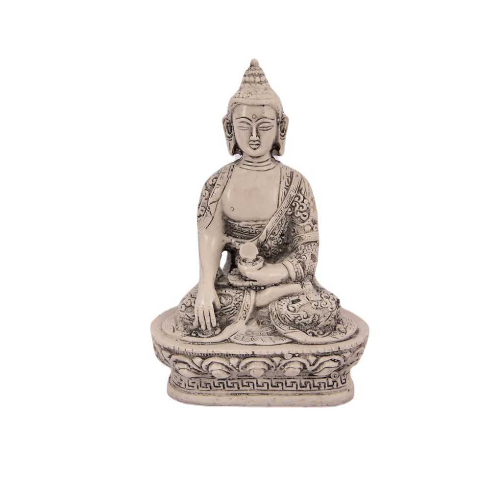 Harz-Figur Weißer Buddha India