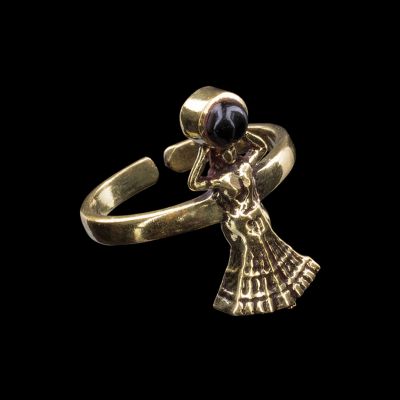 Messing Zehen-Ring Nefertari Schwarzer Onyx 1