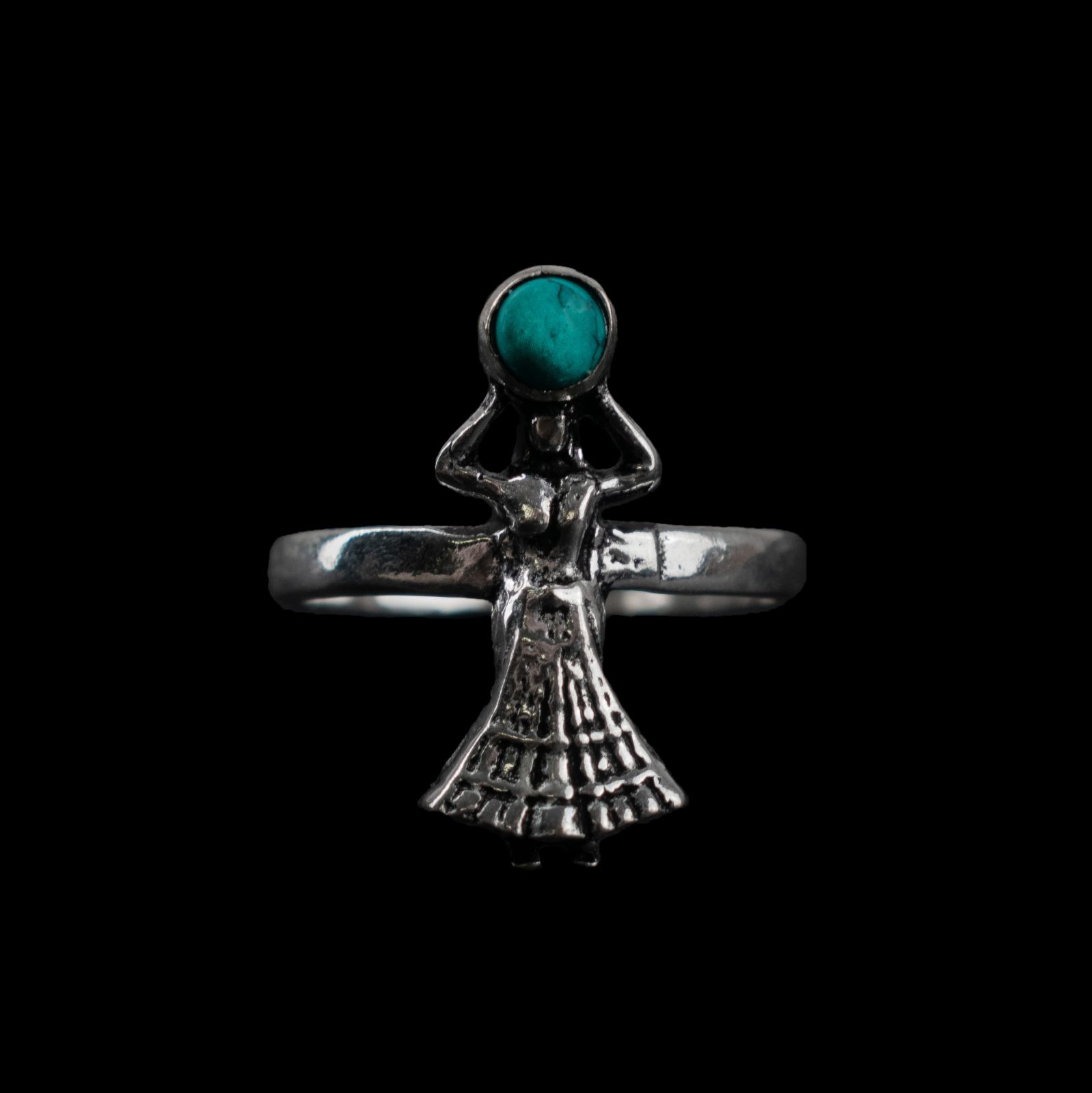 Neusilber Zehen-Ring Nefertari Türkenit 2 India