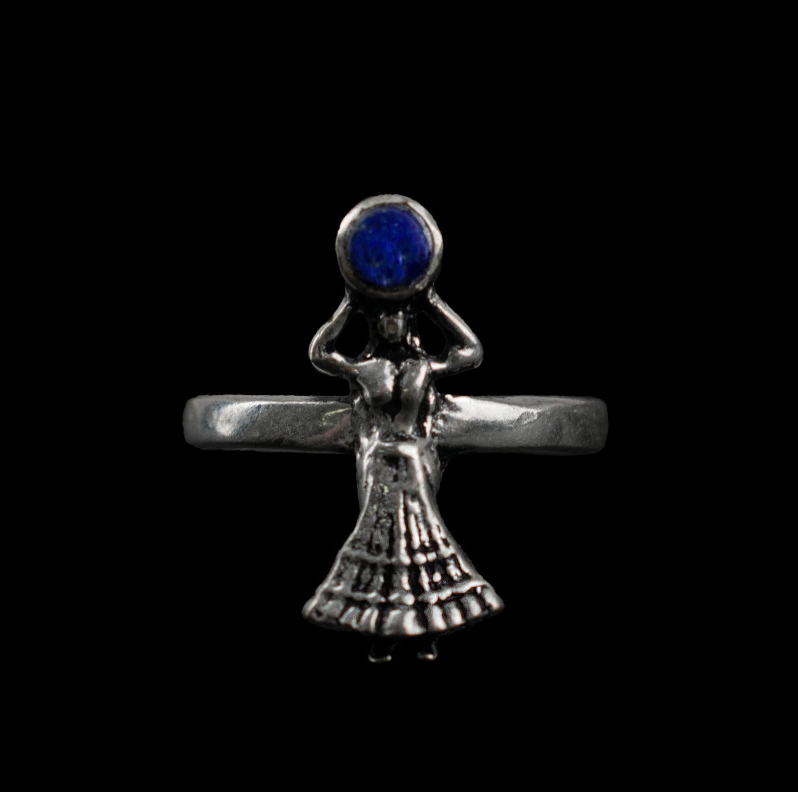 Neusilber Zehen-Ring Nefertari Lapislazuli India