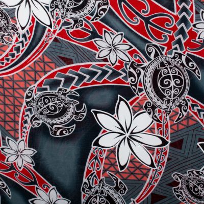 Sarong / Pareo / Strandschal Flowers and Turtles Black Thailand