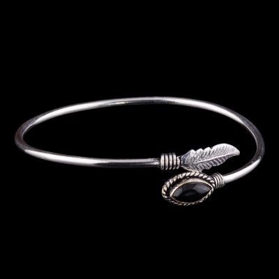 Neusilberarmband bracelet Leena Schwarzer Onyx