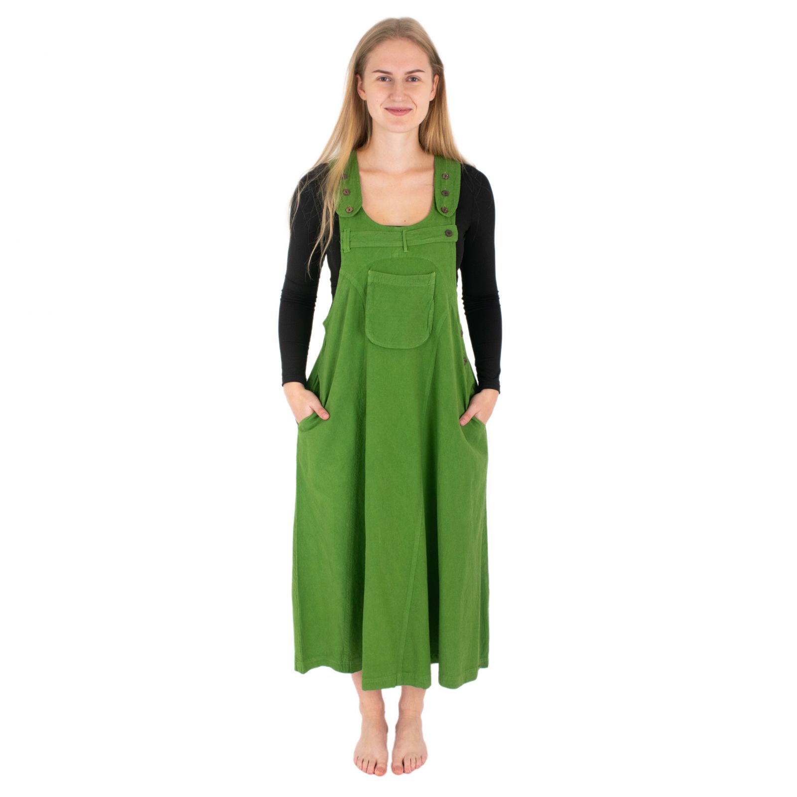 Grünes Latzkleid aus Baumwolle Jayleen Green Nepal
