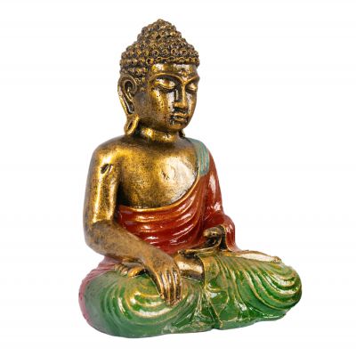 Bemalte Harz-Figur Bunter Buddha 23 cm rot Indonesia
