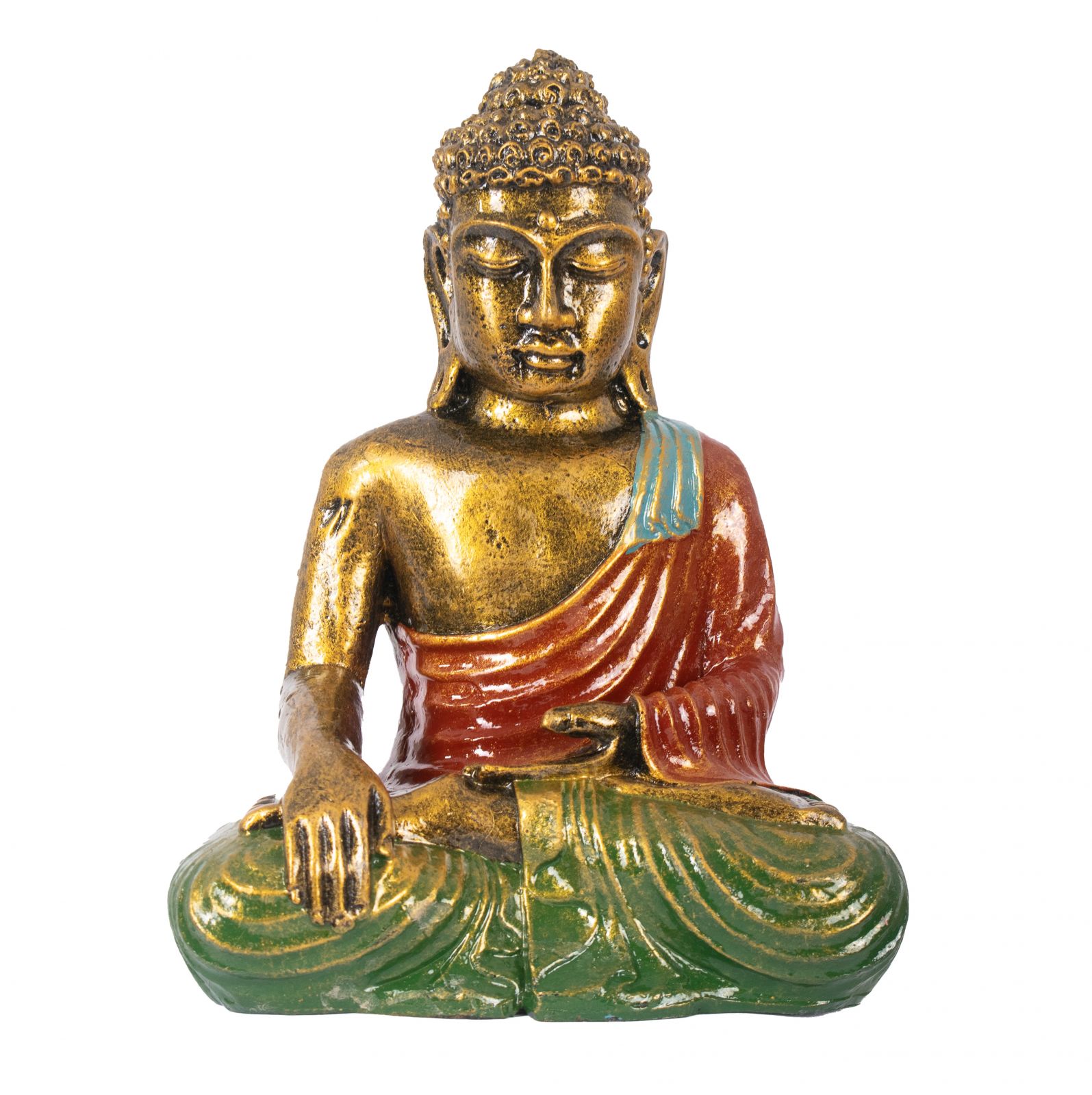 Bemalte Harz-Figur Bunter Buddha 23 cm rot Indonesia