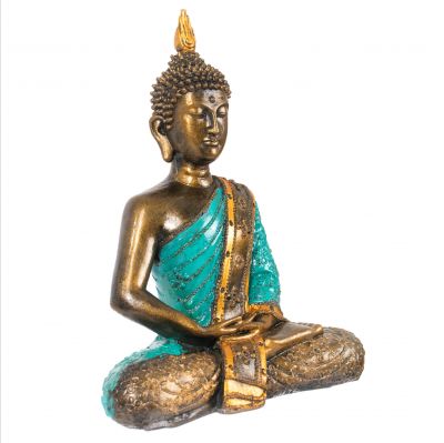 Bemalte Harz-Figur Bunter Buddha 29 cm Indonesia