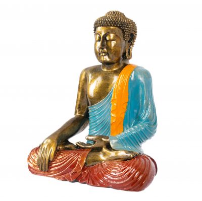 Bemalte Harz-Figur Bunter Buddha 40 cm Indonesia