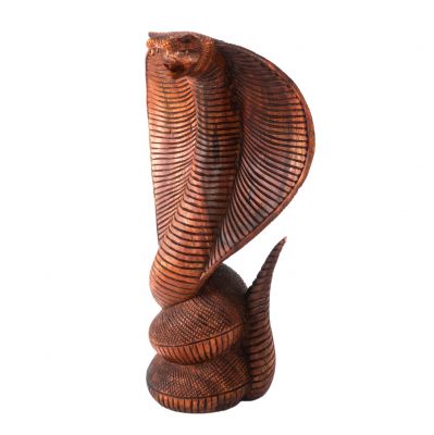 Geschnitzte Holzstatue Kobra Indonesia