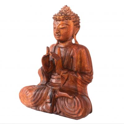 Geschnitzte Holzstatue des sitzenden Buddhas 1 Indonesia