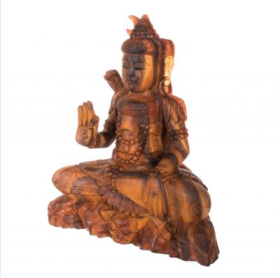 Geschnitzte Holzstatue des sitzenden Shivas 2 Indonesia