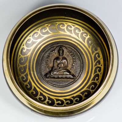 Gravierte tibetische Schale Buddha 3 Nepal