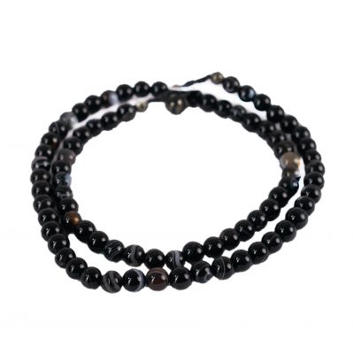 Halskette aus schwarzen Achatperlen Thailand