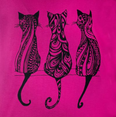 Damen T-Shirt mit kurzen Ärmeln Darika Cats 1 Fuchsia Thailand