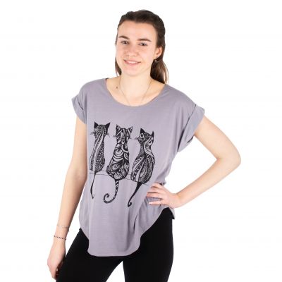 Damen T-Shirt mit kurzen Ärmeln Darika Cats 1 Grey Thailand