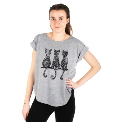 Damen T-Shirt mit kurzen Ärmeln Darika Cats 2 Greyish | S/M - LETZTES STÜCK!