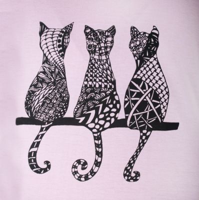 Damen T-Shirt mit kurzen Ärmeln Darika Cats 2 Violet Thailand